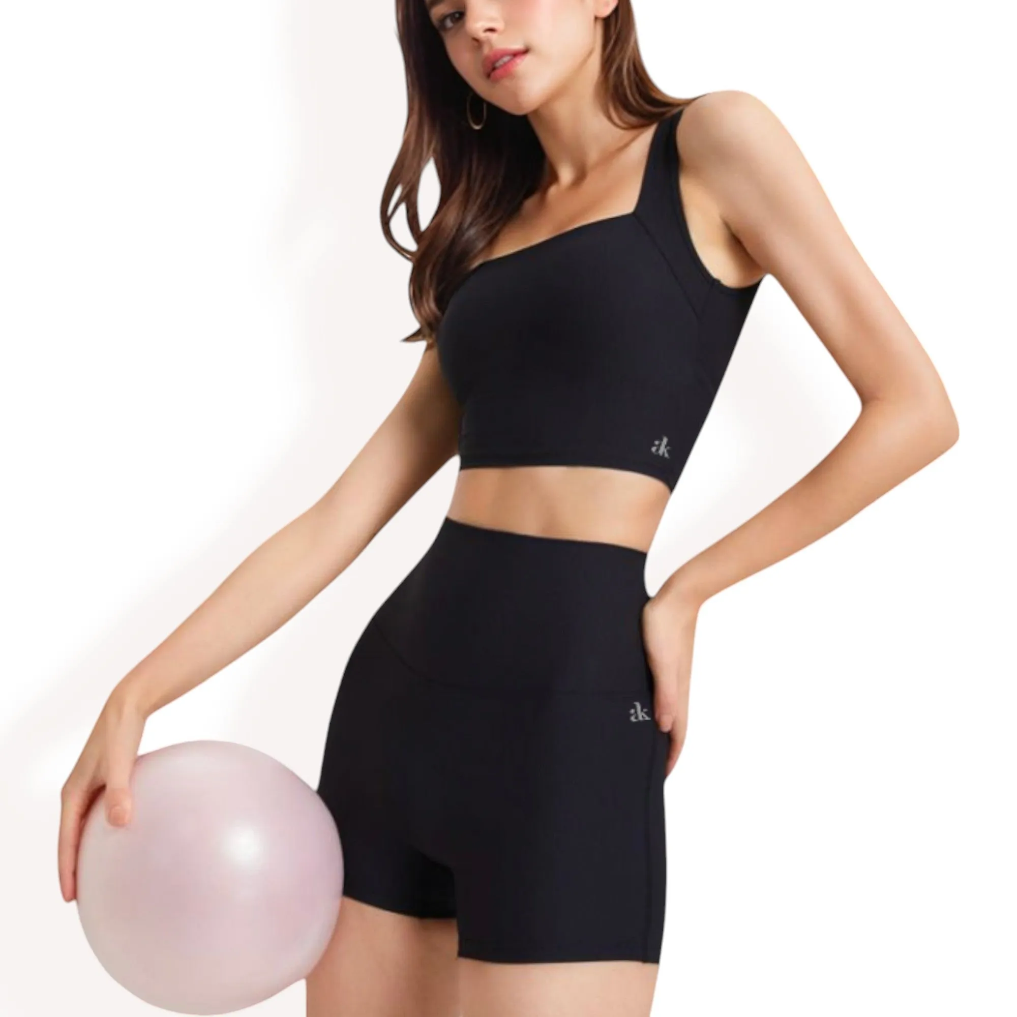 Anna-Kaci Women's High-Waisted Ribbed Shorts with Crisscross Back Detail